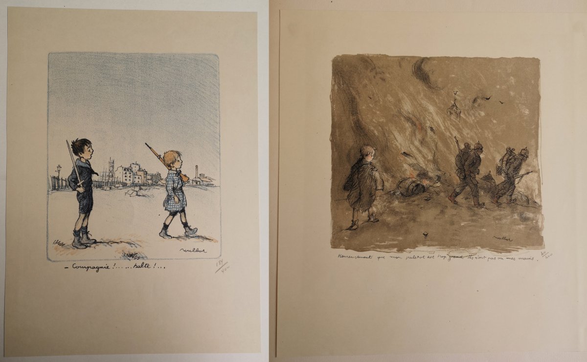 Francisque Poulbot 1879-1946 Porte-folio-18-lithos-1915-jeux-d'enfants-guerre--photo-4