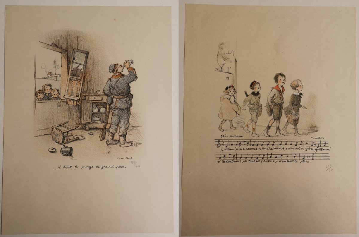 Francisque Poulbot 1879-1946 Portfolio-18-lithos-1915-children's-games-war--photo-1