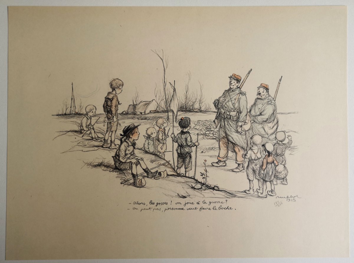 Francisque Poulbot 1879-1946 Portfolio-18-lithos-1915-children's-games-war--photo-3