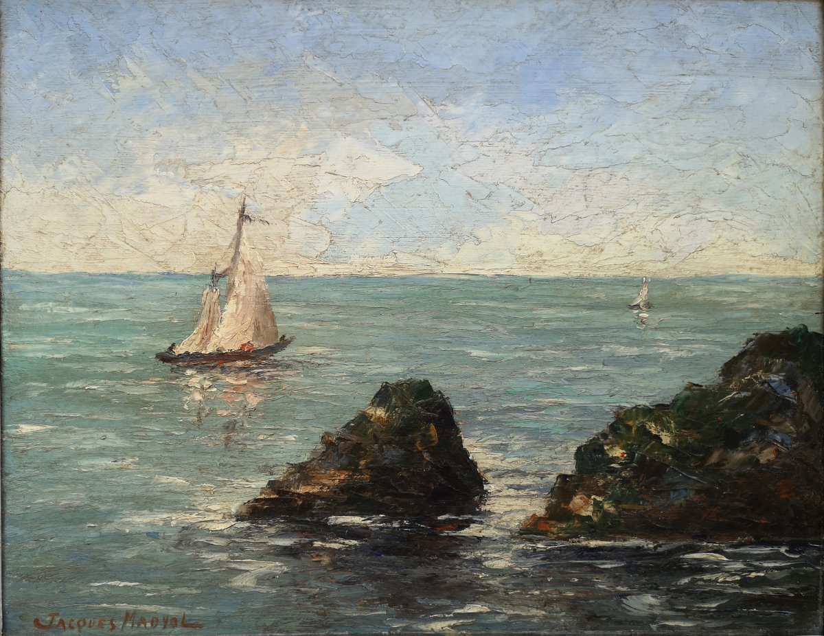 Hsp Jakob Madiol Dit Jacques Madyol 1871 1950 Sailboat Near The Coast-photo-3