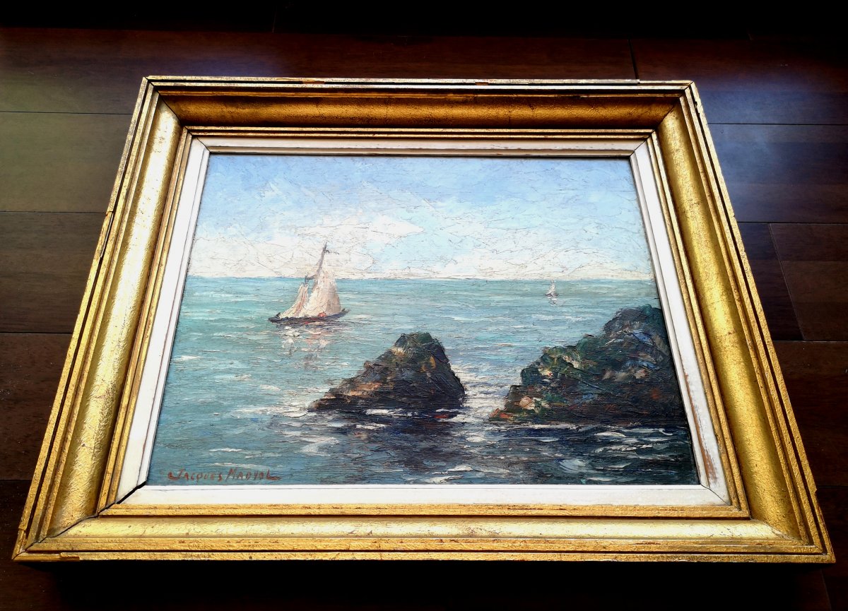 Hsp Jakob Madiol Dit Jacques Madyol 1871 1950 Sailboat Near The Coast-photo-4