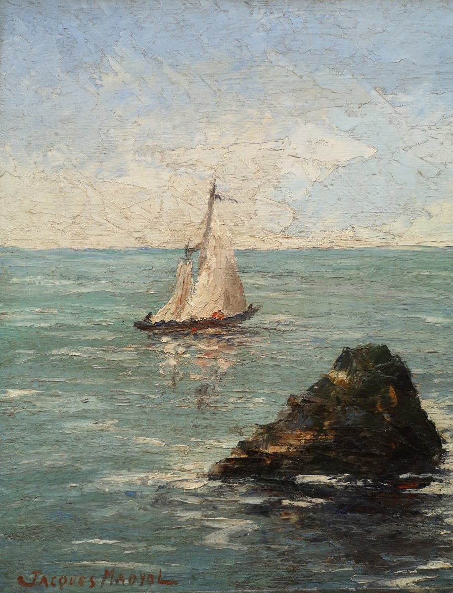 Hsp Jakob Madiol Dit Jacques Madyol 1871 1950 Sailboat Near The Coast-photo-1