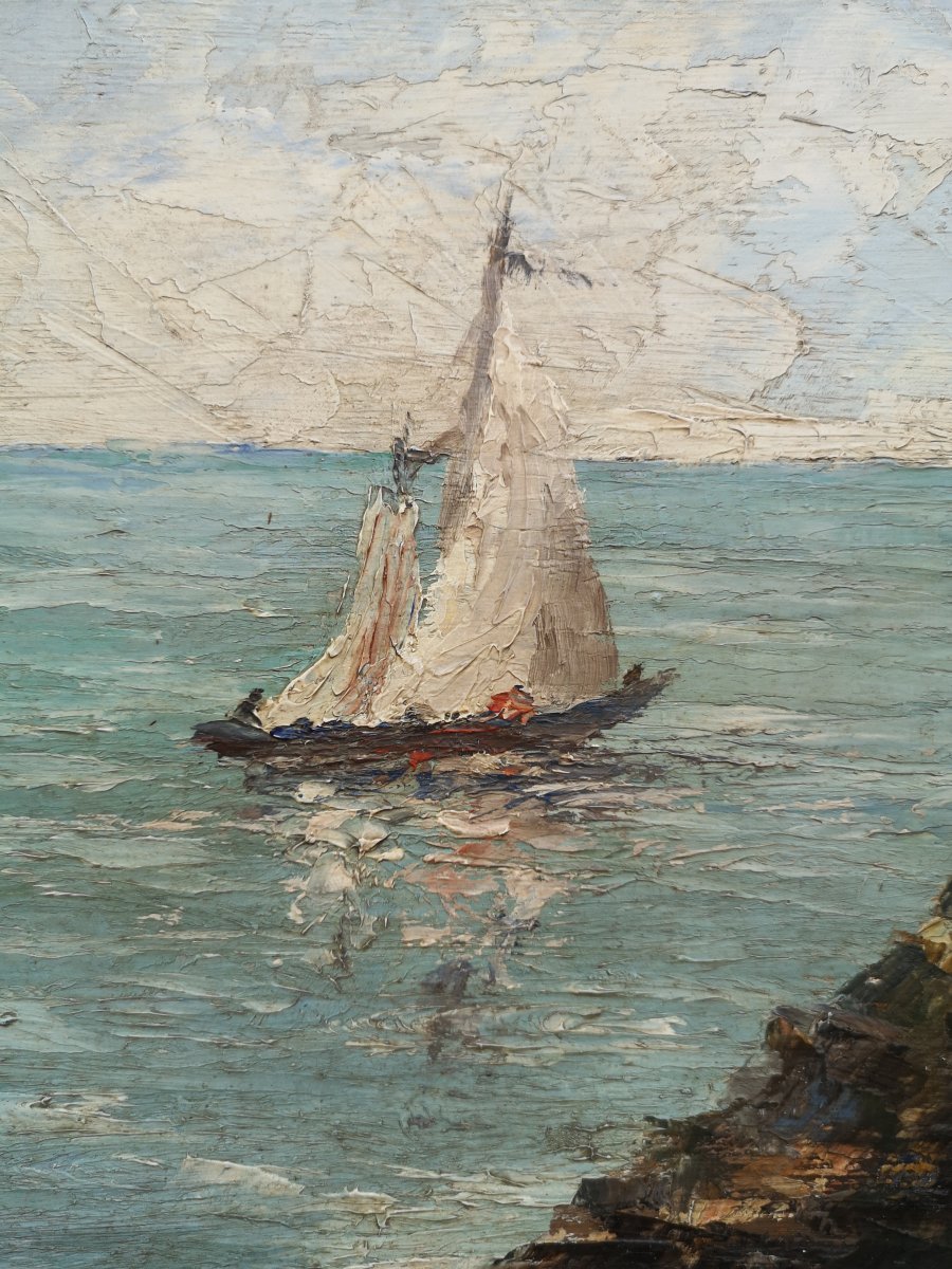 Hsp Jakob Madiol Dit Jacques Madyol 1871 1950 Sailboat Near The Coast-photo-4