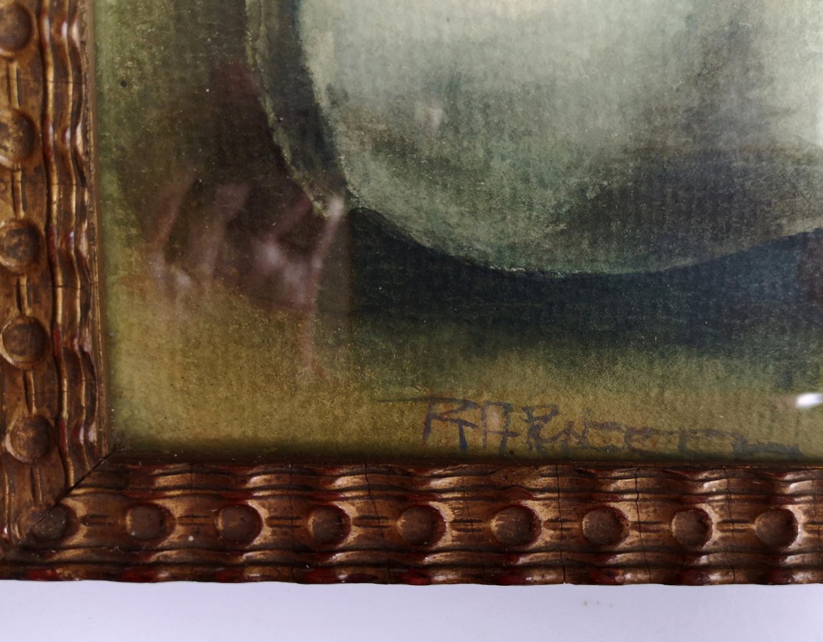Raf Steed Aquarelle - Nature Morte à La Lampe à Huile 1925 - Ecole Belge -photo-4