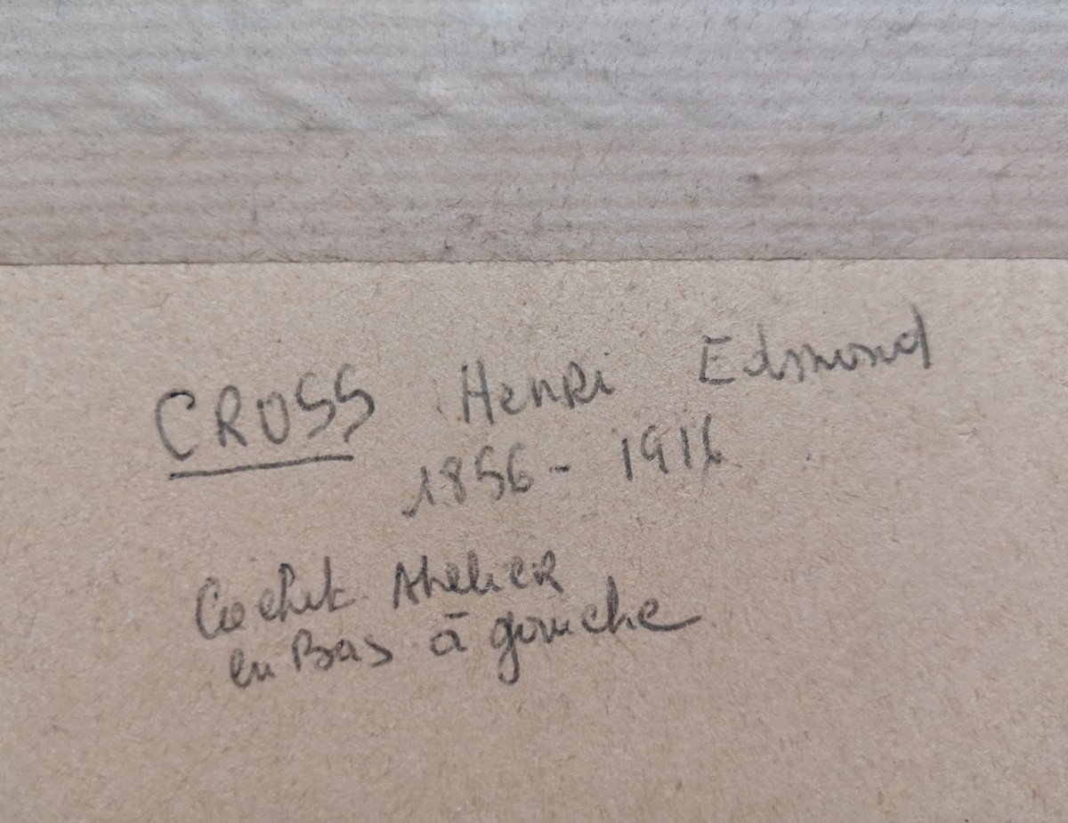 Henri Edmond Cross 1856-1910 Pastel Bord De Mer Anim&eacute; 16 X 22-photo-6