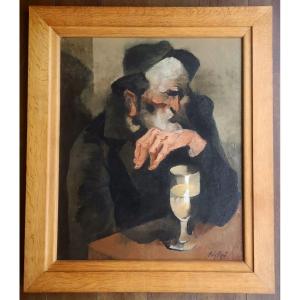 Manolo Ruiz-pipo ( 1929 - 1998) "le Buveur". Hst 65 X 55 Datée 1963  Située Paris