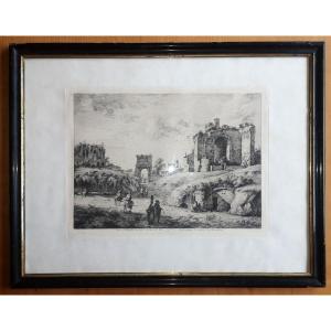 Etching Jj De Boissieu 1736-1810 View Of The Temple Of The Sun, The Arch Of Titus And Fragment ...