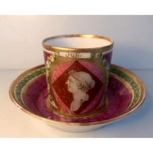 Sèvres Cup ~1775 - A Roman Woman In Grisaille, "julie" With Painted Decoration In Faux Marble. 