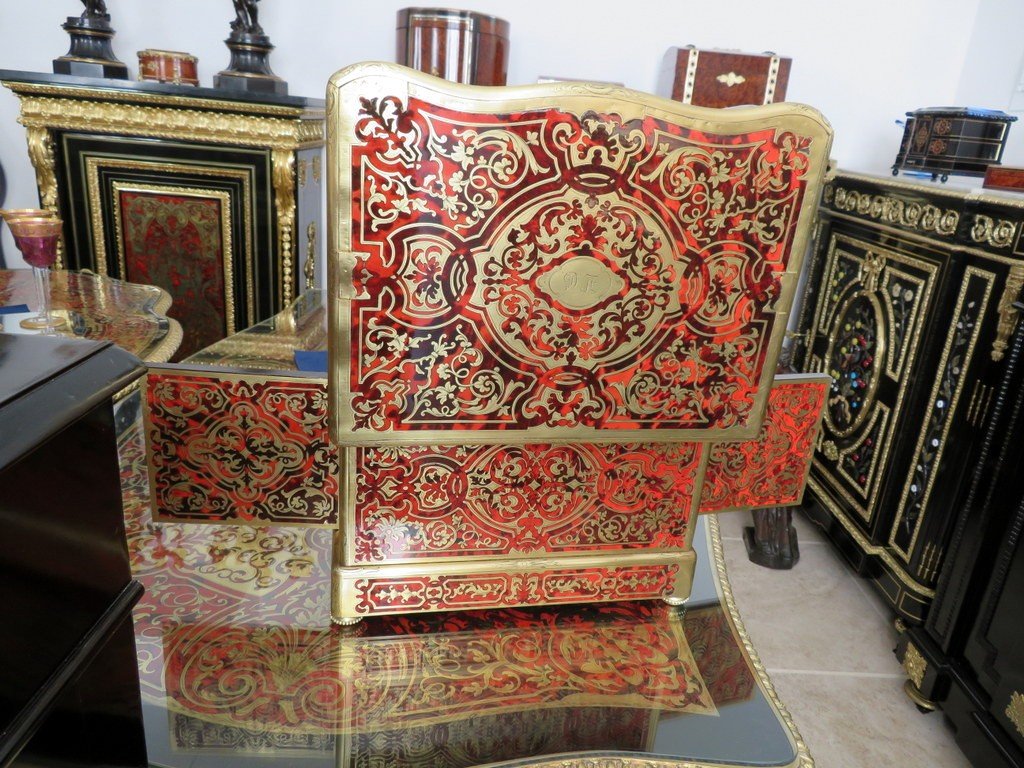 Stamped Th .  Année Tantalus Box All Faces In Boulle Marquetry, Napoleon III Period 19th-photo-3