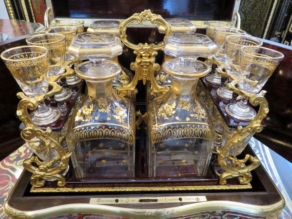 Stamped Th .  Année Tantalus Box All Faces In Boulle Marquetry, Napoleon III Period 19th-photo-1