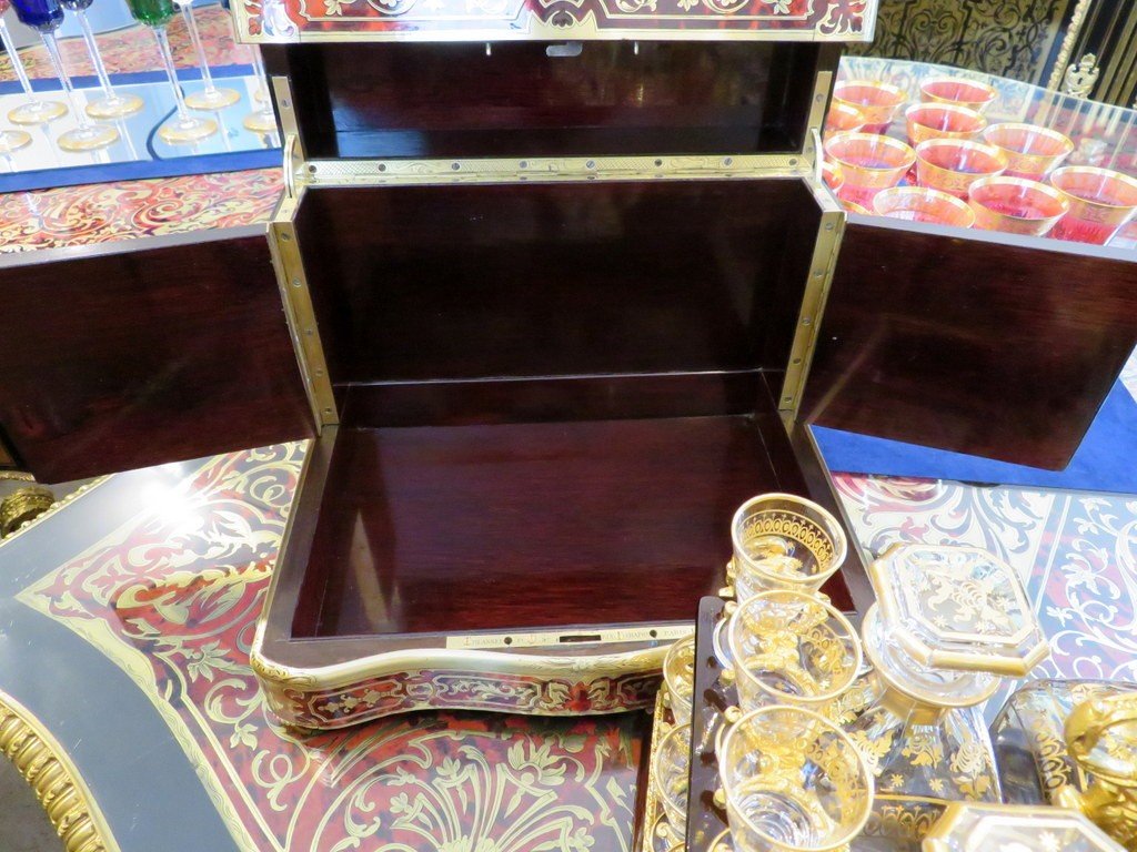 Stamped Th .  Année Tantalus Box All Faces In Boulle Marquetry, Napoleon III Period 19th-photo-6