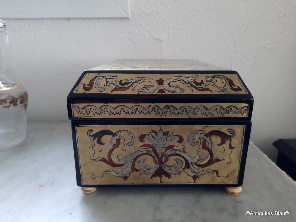 Jewelry Box In Boulle Marquetry On All  Sides, XVIII Th Century-photo-2
