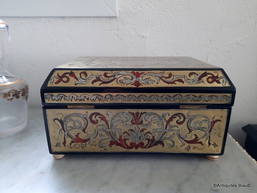 Jewelry Box In Boulle Marquetry On All  Sides, XVIII Th Century-photo-3