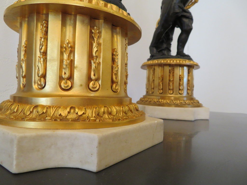 Paire De Candélabre  61 Cm Sur Colonne Style Clodion En Bronze début XXe-photo-3