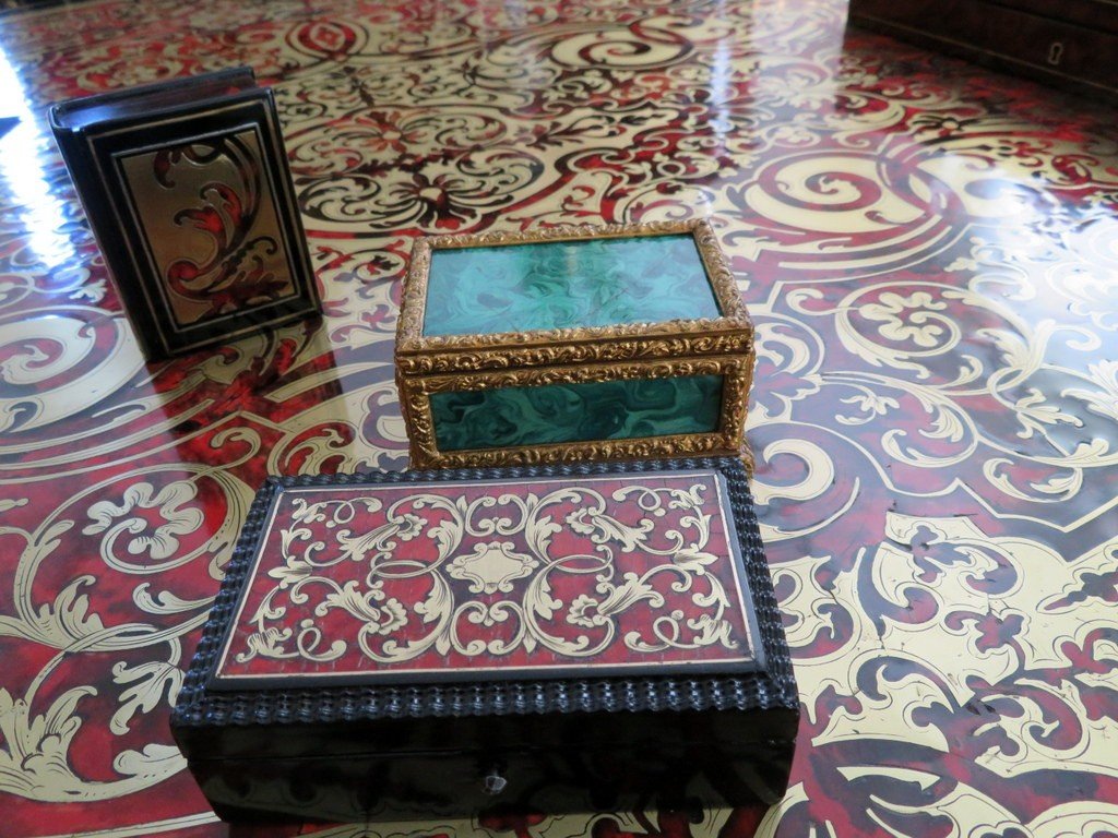 Boite à Timbre En Marqueterie Boulle époque Napoléon III-photo-1