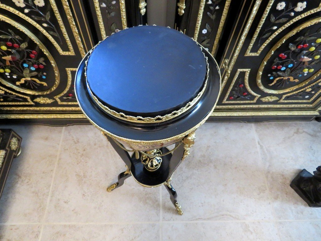 Sellette Jardiniére En Marqueterie Boulle époque Napoléon III-photo-2