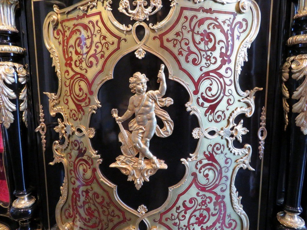 Stamped Blaise Millet Impressive French Credenza 3 Doors In Marquetry Boulle 19th Napoléon III Period-photo-2
