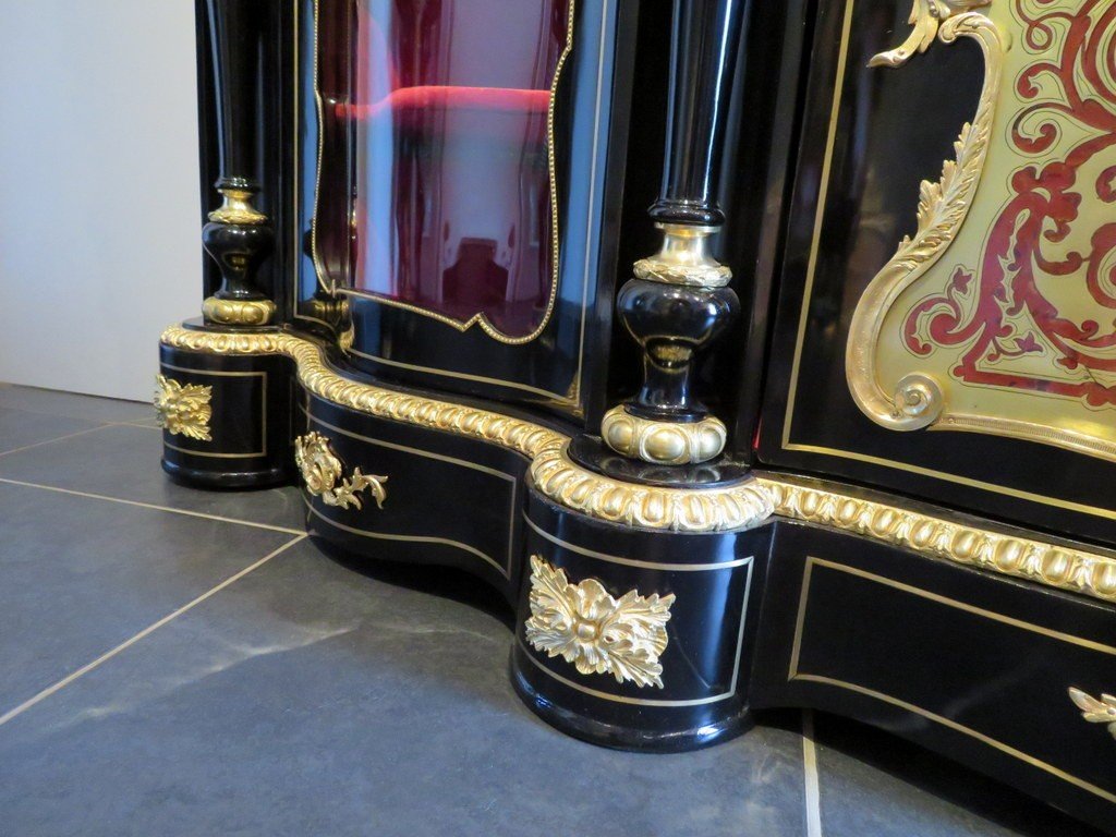 Stamped Blaise Millet Impressive French Credenza 3 Doors In Marquetry Boulle 19th Napoléon III Period-photo-5