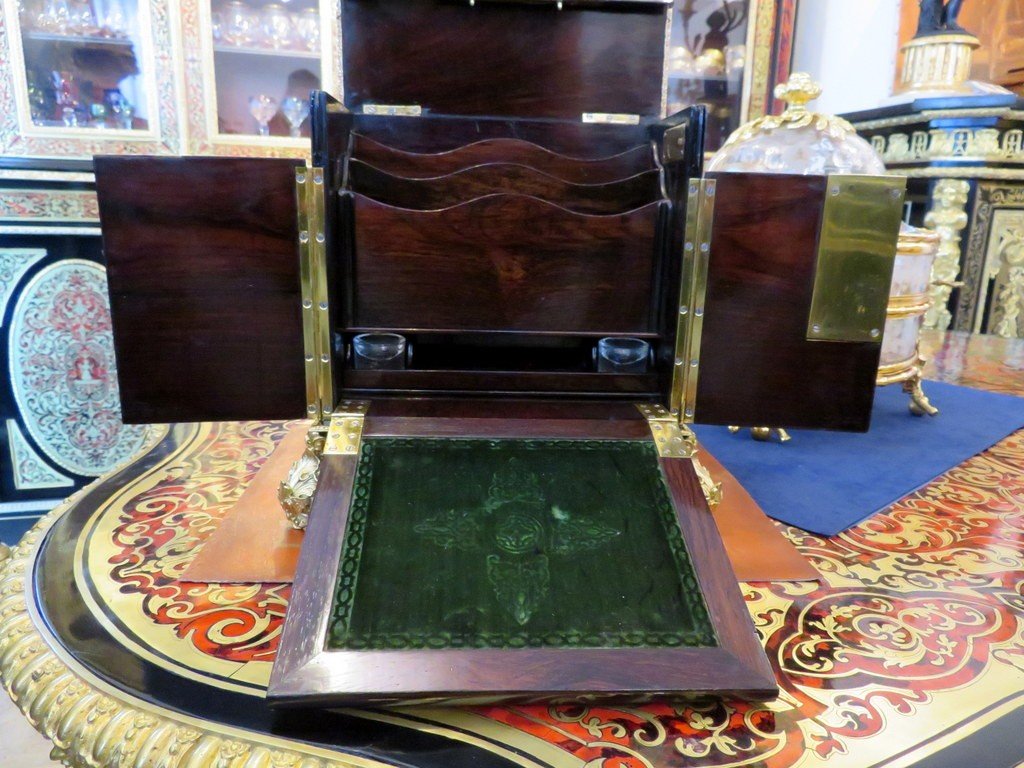 Writing Cabinet In Boulle Multi Colors Marquetry Napoleon III Period-photo-3