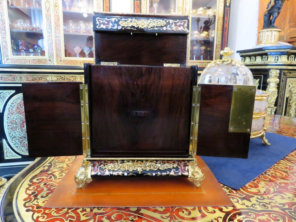 Writing Cabinet In Boulle Multi Colors Marquetry Napoleon III Period-photo-7