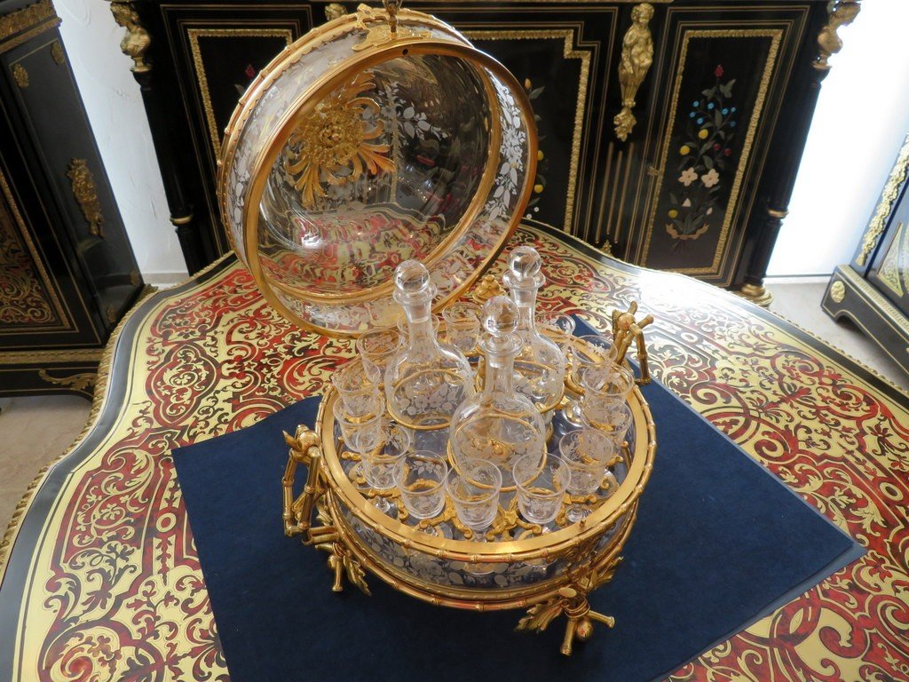 Marquée De l'Escalier De Cristal Cave à Liqueur En Bronze d'époque Napoléon III-photo-2