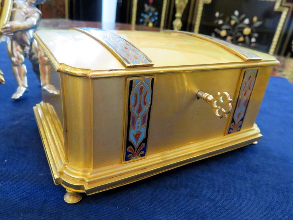 Estampillée Giroux Boite à Bijoux En Marqueterie Cloisonnée Boulle Epoque Napoléon III-photo-4