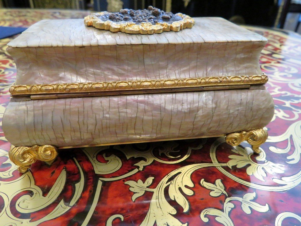 Box In Mother-of-pearl Marquetry And Boulle Bronze Napoleon III Period-photo-4