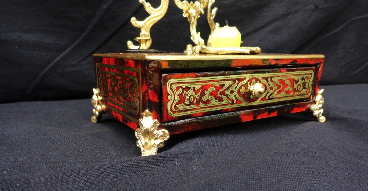 Estampillé Thenard Fumoir En Marqueterie Boulle Toutes Faces Epoque Napoléon III-photo-2