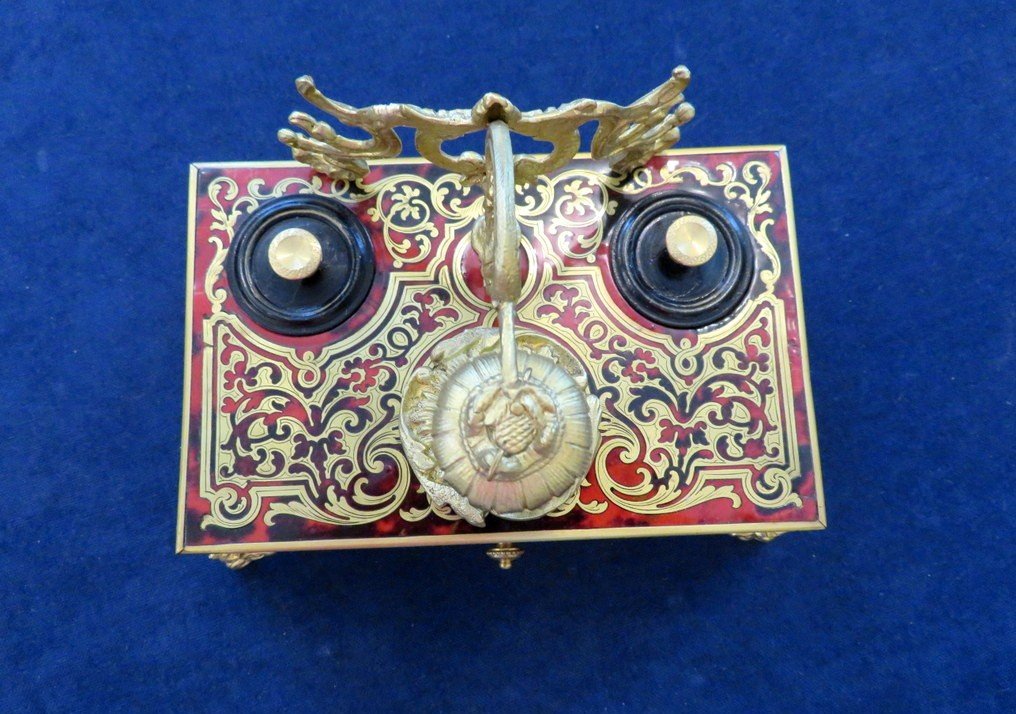 Estampillé Thenard Fumoir En Marqueterie Boulle Toutes Faces Epoque Napoléon III-photo-4