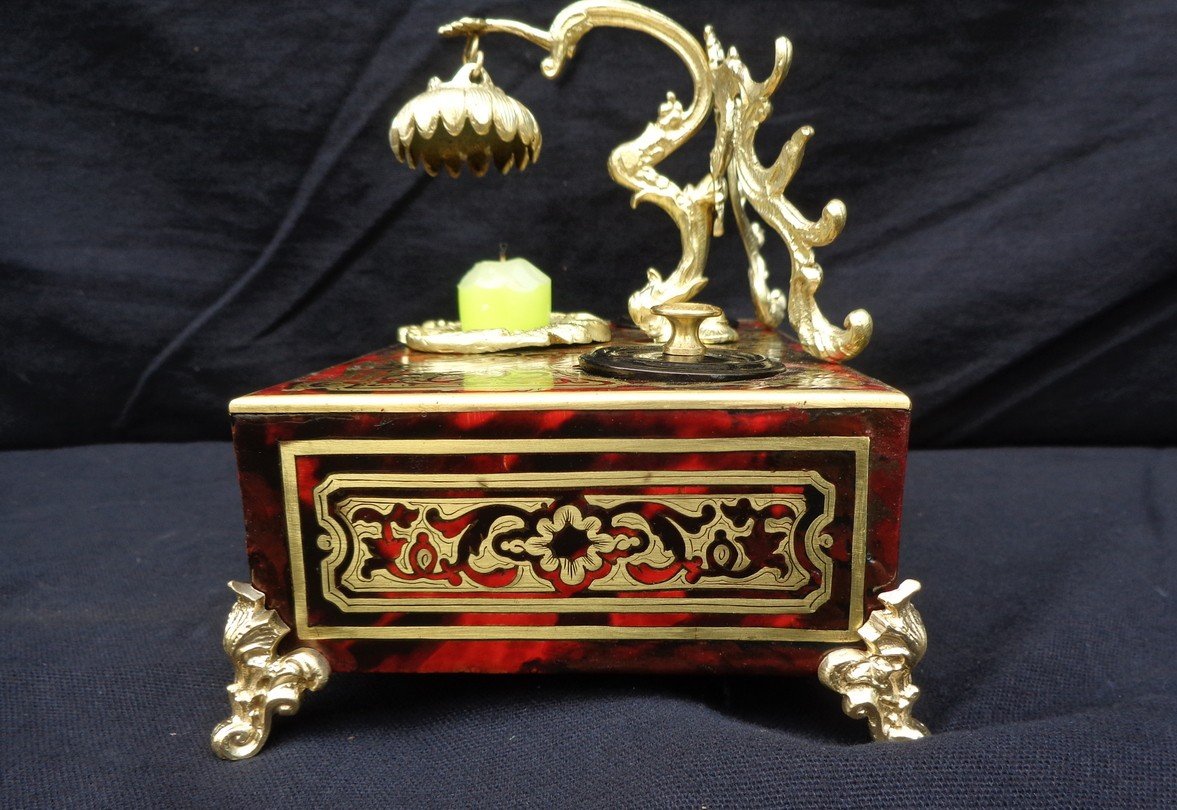 Estampillé Thenard Fumoir En Marqueterie Boulle Toutes Faces Epoque Napoléon III-photo-6