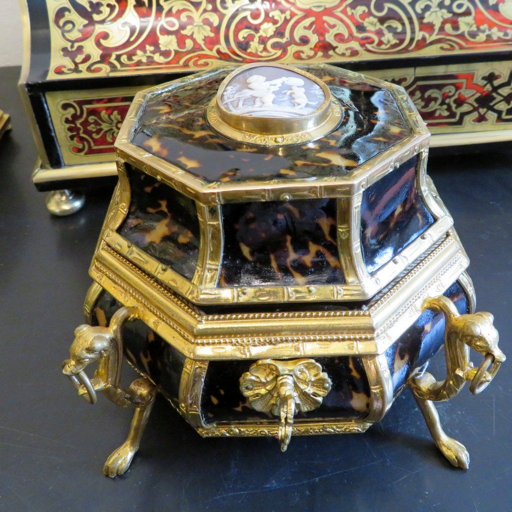 Boite à Bijoux En Bronze Et écaille brune Boulle Epoque Napoléon III