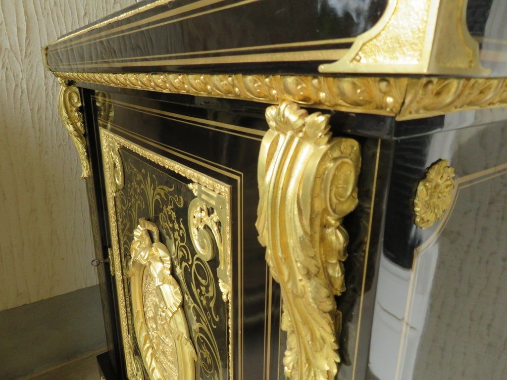 Stamped Béfort Furniture L XIV In Boulle Marquetry 19th  Napoleon III  Period -photo-4