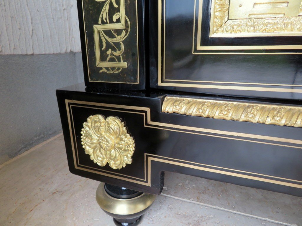 Stamped Béfort Furniture L XIV In Boulle Marquetry 19th  Napoleon III  Period -photo-3