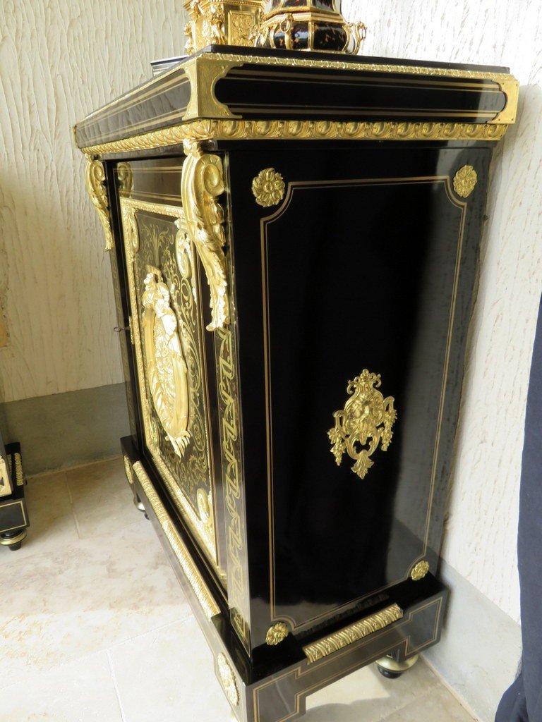 Stamped Béfort Furniture L XIV In Boulle Marquetry 19th  Napoleon III  Period -photo-5