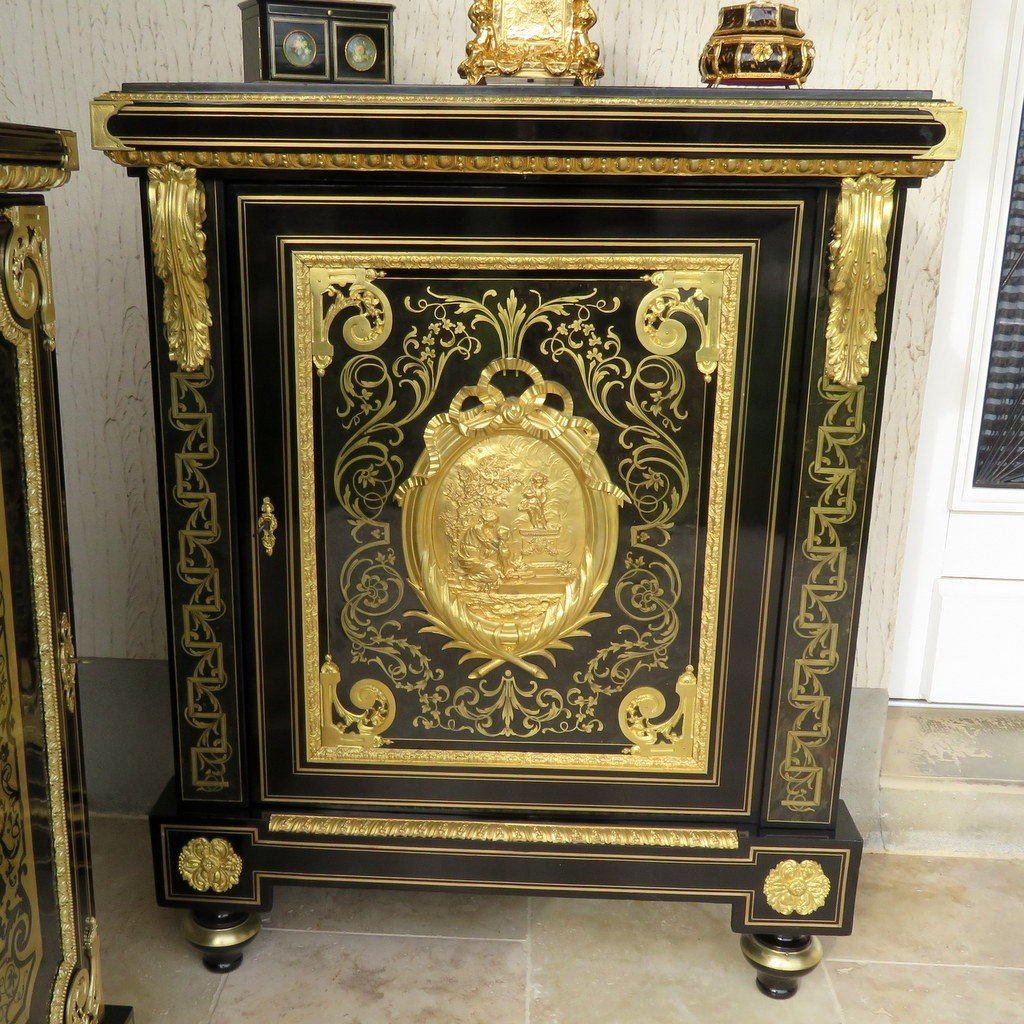 Stamped Béfort Furniture L XIV In Boulle Marquetry 19th  Napoleon III  Period 