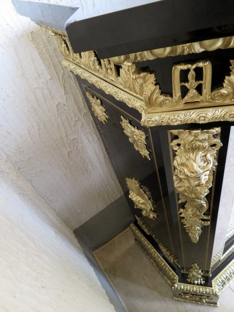 Silverware Cabinet In Boulle Marquetry 19th Napoleon III Period-photo-4
