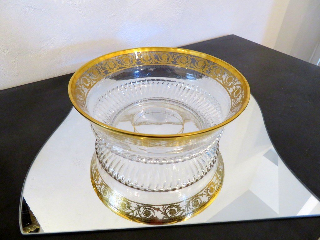  Set Of Dessert Open Shape In Crystal Saint - Louis Thistle Gold Stamped -photo-1