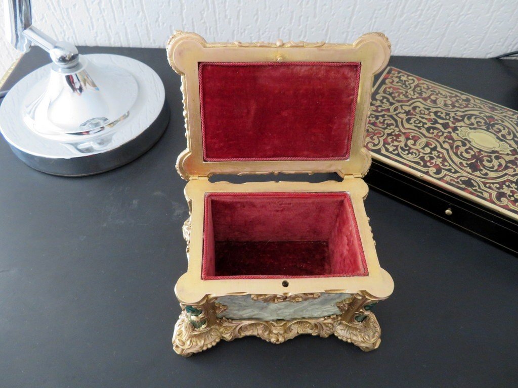  Boite En Malachite, Bronze Et Porcelaine Epoque Napoléon III-photo-3