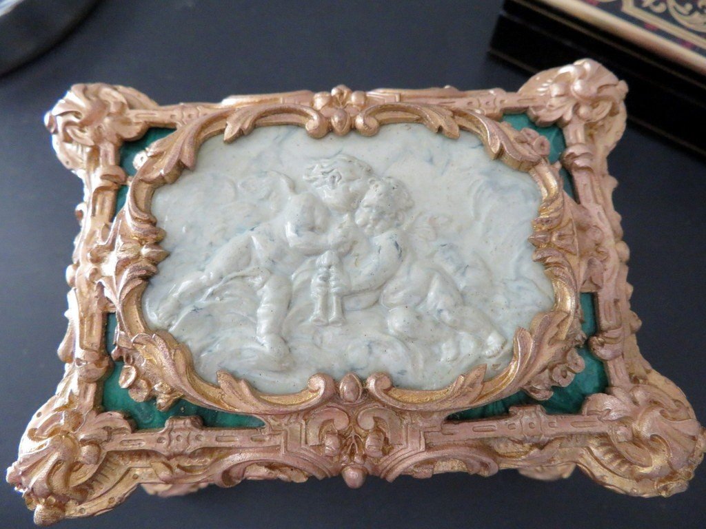 Box In Malachite, Bronze And Porcelain Marquetry 19th Napoleon III Period-photo-4