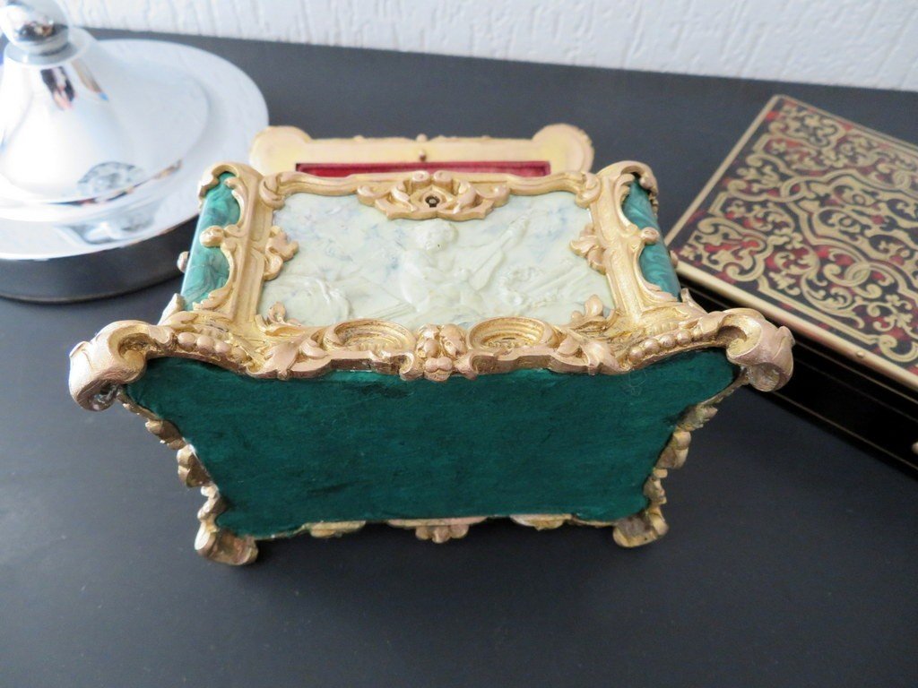 Box In Malachite, Bronze And Porcelain Marquetry 19th Napoleon III Period-photo-6