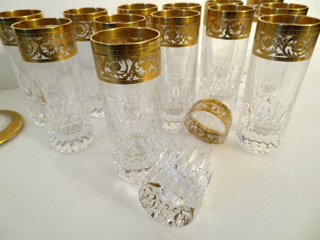 1 Shooter Verre à  Vodka Saint Louis Thistle Or Cristal Signé-photo-3