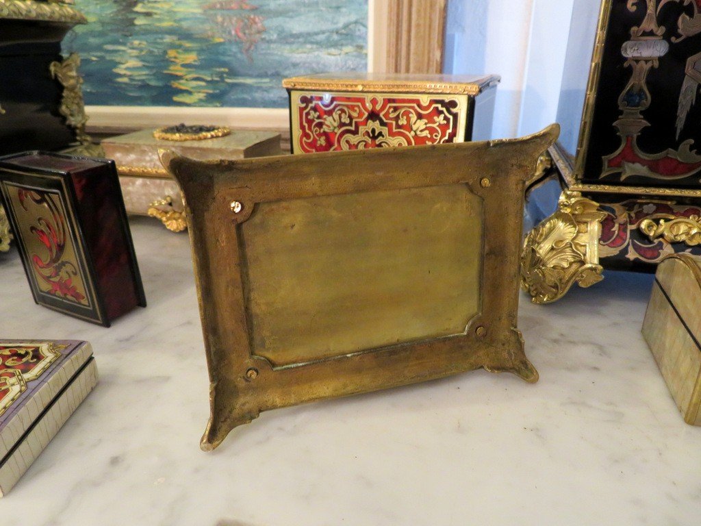  French Little Box Bronze And Black In Boulle 19th Napoleon III Period-photo-4