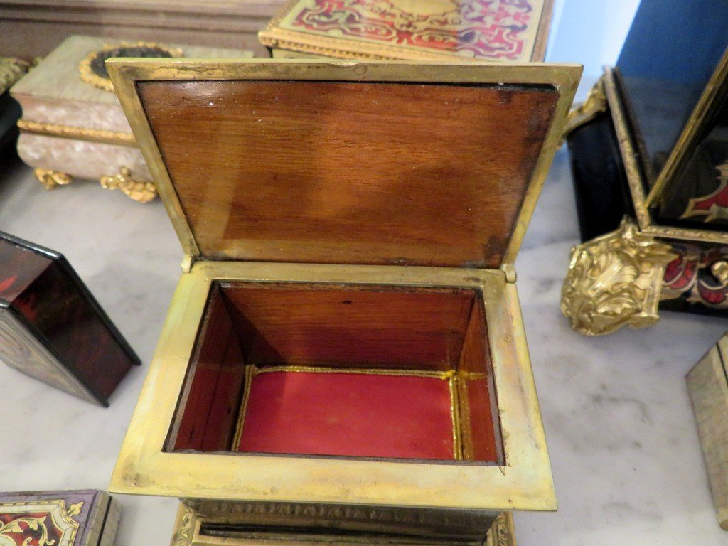  French Little Box Bronze And Black In Boulle 19th Napoleon III Period-photo-2