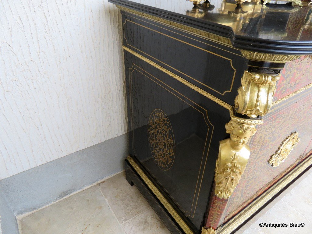 Stamped  Kolb Trousers In Boulle Marquetry Napoleon III 19th Century-photo-2