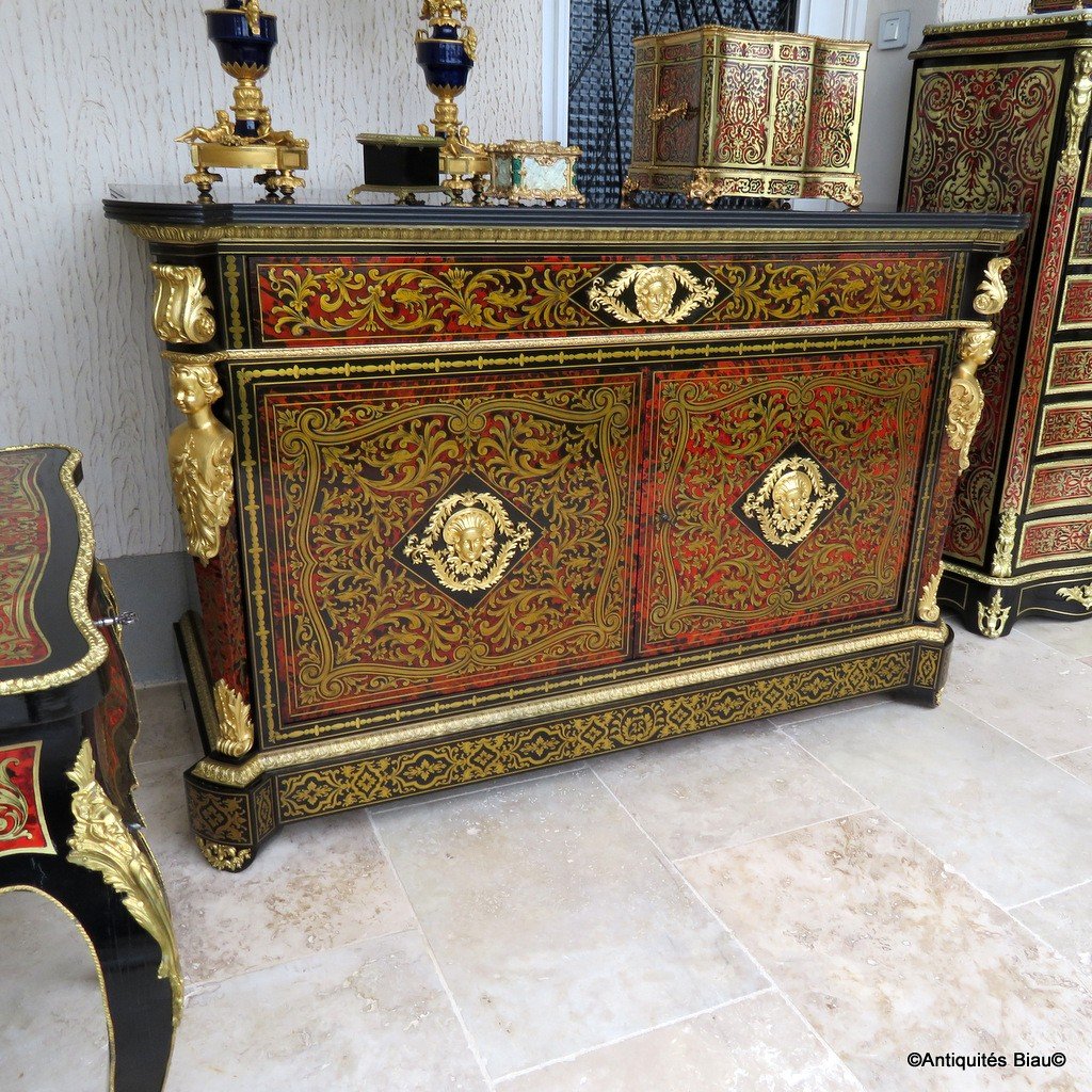 Stamped  Kolb Trousers In Boulle Marquetry Napoleon III 19th Century