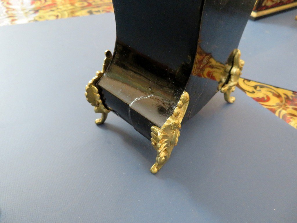 Paire De Cassolettes En Marqueterie Boulle Et En Bronze époque Napoléon III-photo-3