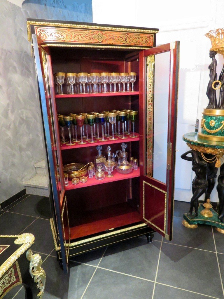 2 Door Showcase Display Cabinet In Boulle Marquetry Napoleon III Period-photo-4