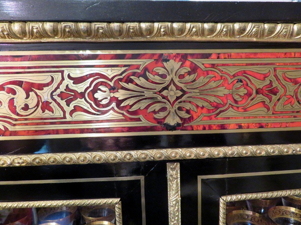 2 Door Showcase Display Cabinet In Boulle Marquetry Napoleon III Period-photo-5