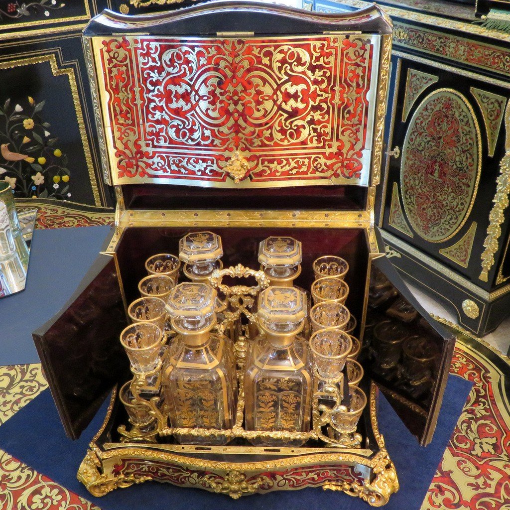 Tantalus Box In Boulle Marquetry Napoleon III Period 19th-photo-3