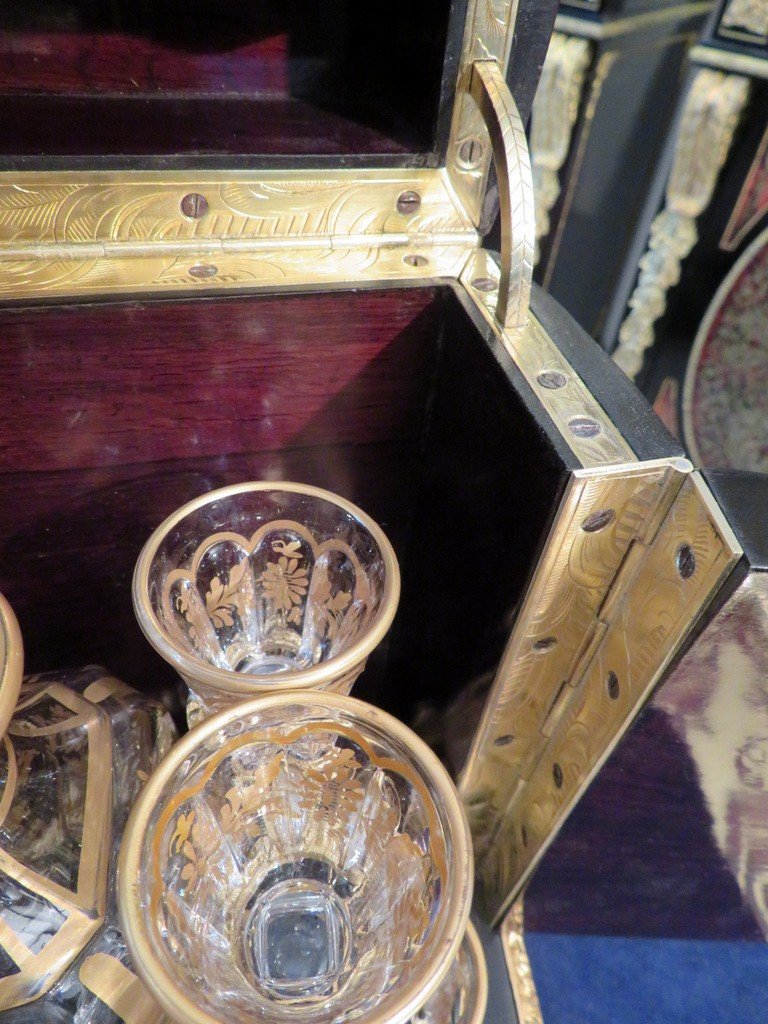 Tantalus Box In Boulle Marquetry Napoleon III Period 19th-photo-2